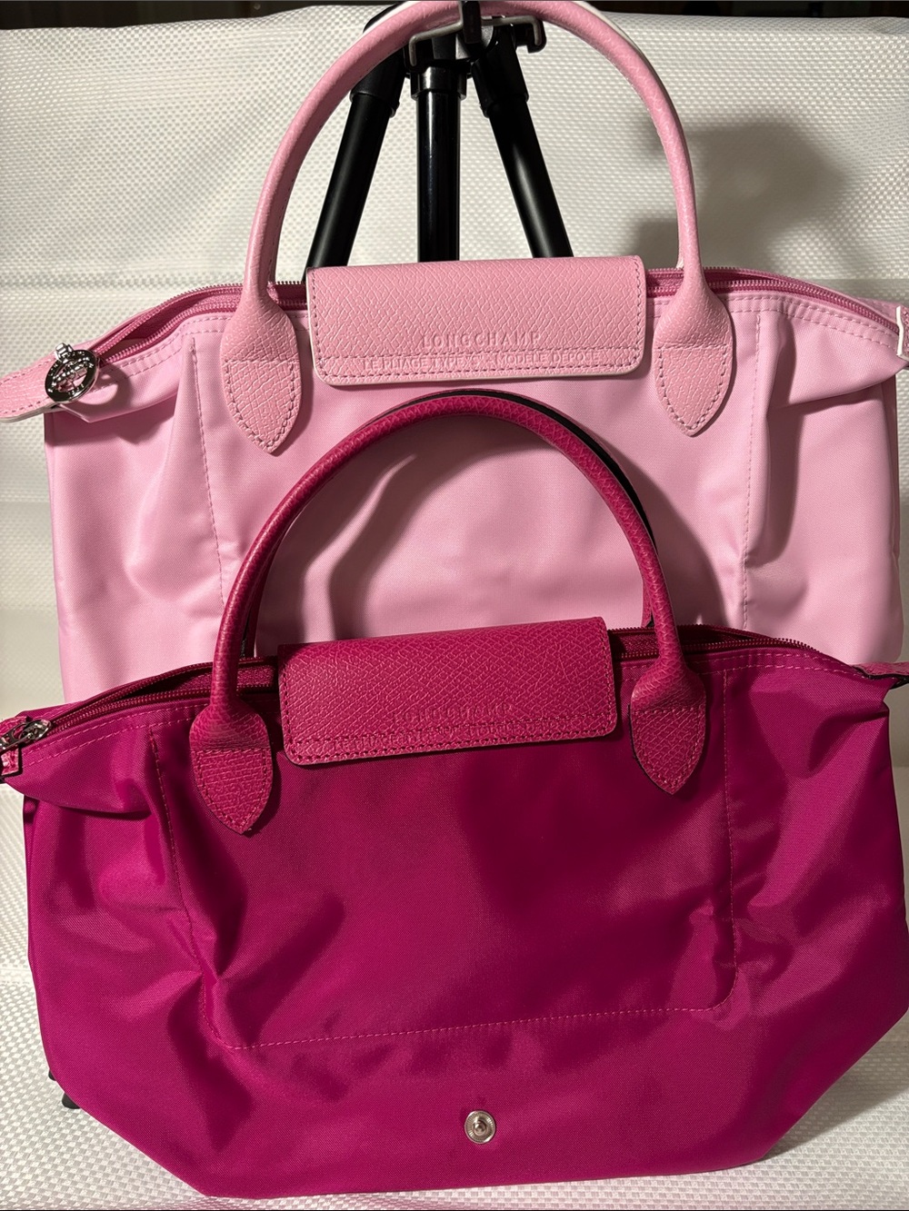 Longchamp Two-Tone Small Le Pliage Tote in Light Pink & Fuchsia (BUNDLE 2 set) - Picture 2 of 7